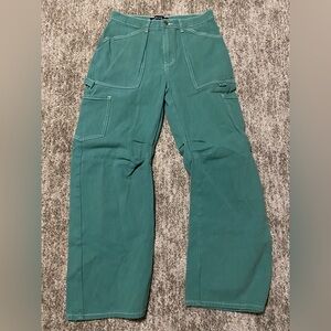 Lioness Miami Vice Wide Leg Cargo Pants Jeans Womens Medium Green Baggy Cargo